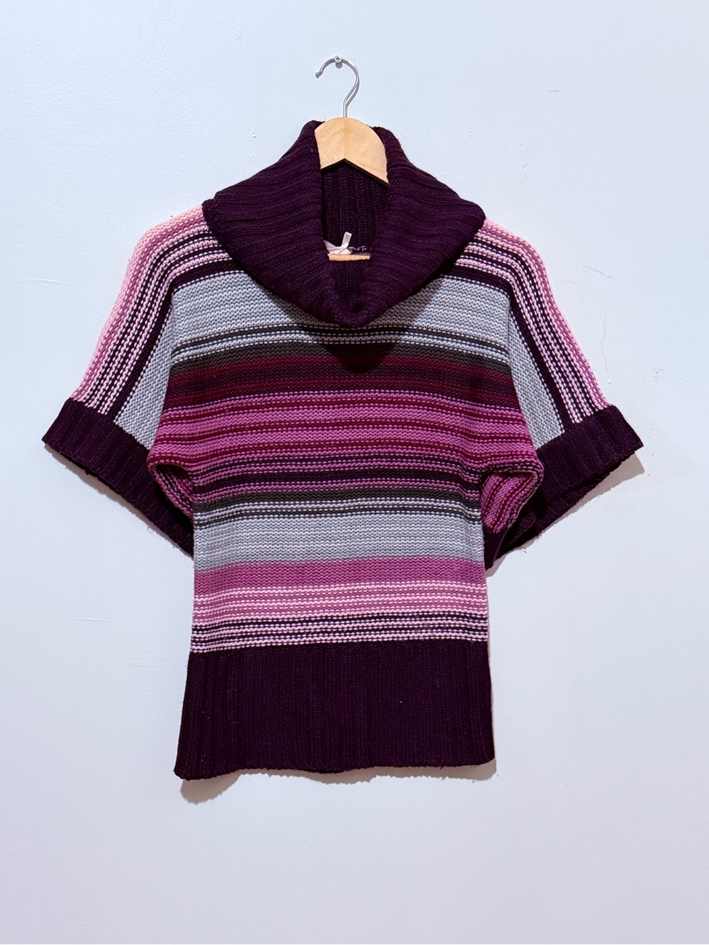 Striped Cowl Neck Sweater in Pink & Purple